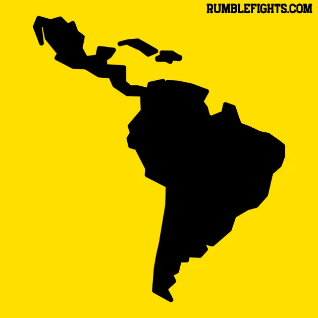 silueta negra del mapa de América latina sobre fondo amarillo