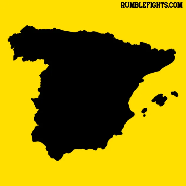 silueta negra del mapa de España sobre fondo amarillo